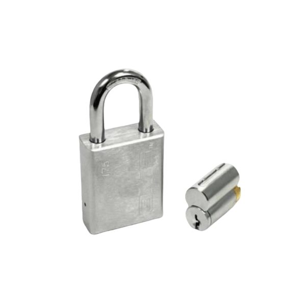 GMS P175 Standard Padlock w  Rekeyable Cylinder - 1-3 4 Body - 4 Shackle Length - Kwikset - KW1 Keyway - US26D Satin Chrome - OB Keying Hot on Sale