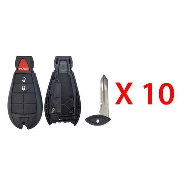 2008 - 2020 Chrysler Dodge Jeep Remote Fobik Key Shell Case 3 Buttons for FCC# IYZ-C01C (10 Pack) Fashion - Image 2