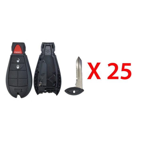 2008 - 2020 Chrysler Dodge Jeep Remote Fobik Key Shell Case 3 Buttons for FCC# IYZ-C01C (25 Pack) Hot on Sale - Image 2